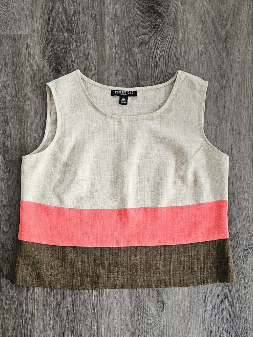 Perceptions Beige, Coral & Brown Colorblock Tank Top